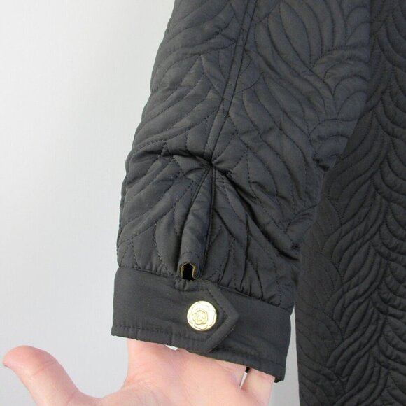 Anne Fontaine Genes Quilted Reversible Coat Women 40 Black Gold Long Luxury 1166 - Picture 9 of 16